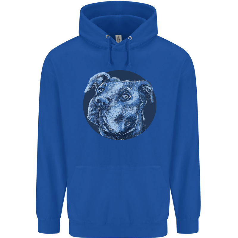 Pitbull Dog Portrait Mens 80% Cotton Hoodie Royal Blue