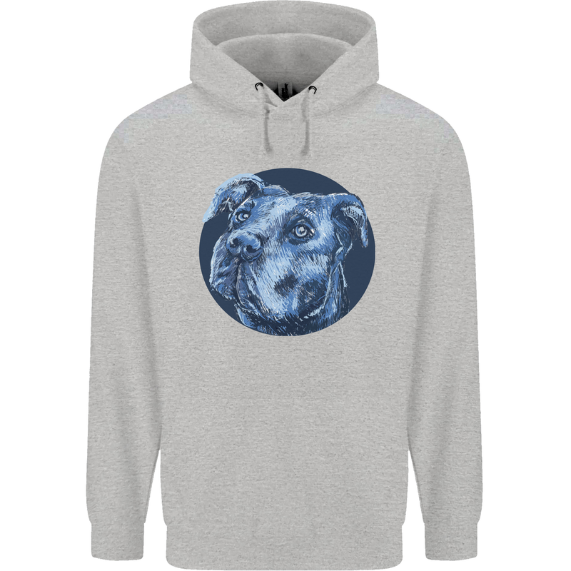 Pitbull Dog Portrait Mens 80% Cotton Hoodie Sports Grey