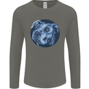 Pitbull Dog Portrait Mens Long Sleeve T-Shirt Charcoal