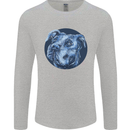 Pitbull Dog Portrait Mens Long Sleeve T-Shirt Sports Grey
