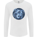 Pitbull Dog Portrait Mens Long Sleeve T-Shirt White