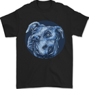 Pitbull Dog Portrait Mens T-Shirt 100% Cotton Black