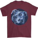 Pitbull Dog Portrait Mens T-Shirt 100% Cotton Maroon