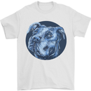 Pitbull Dog Portrait Mens T-Shirt 100% Cotton White
