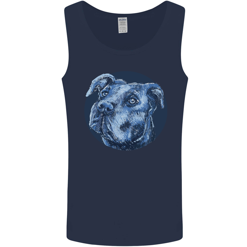 Pitbull Dog Portrait Mens Vest Tank Top Navy Blue