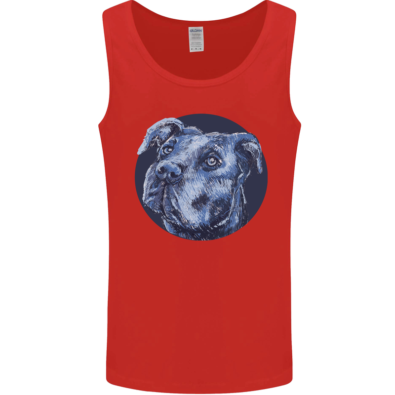 Pitbull Dog Portrait Mens Vest Tank Top Red