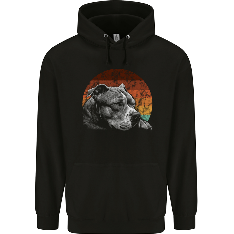 Pitbull Dog Sunset Childrens Kids Hoodie Black