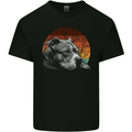 Pitbull Dog Sunset Mens Cotton T-Shirt Tee Top Black