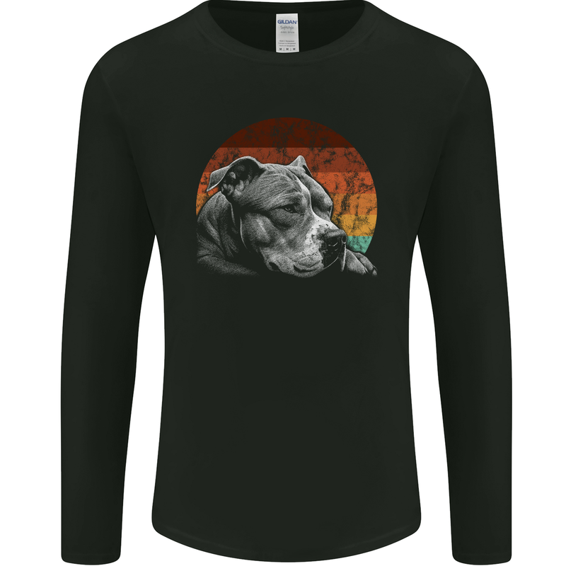 Pitbull Dog Sunset Mens Long Sleeve T-Shirt Black