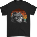 Pitbull Dog Sunset Mens T-Shirt 100% Cotton Black