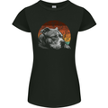 Pitbull Dog Sunset Womens Petite Cut T-Shirt Black