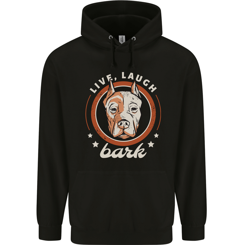 Pitbull Live Laugh Bark Funny Dog Childrens Kids Hoodie Black