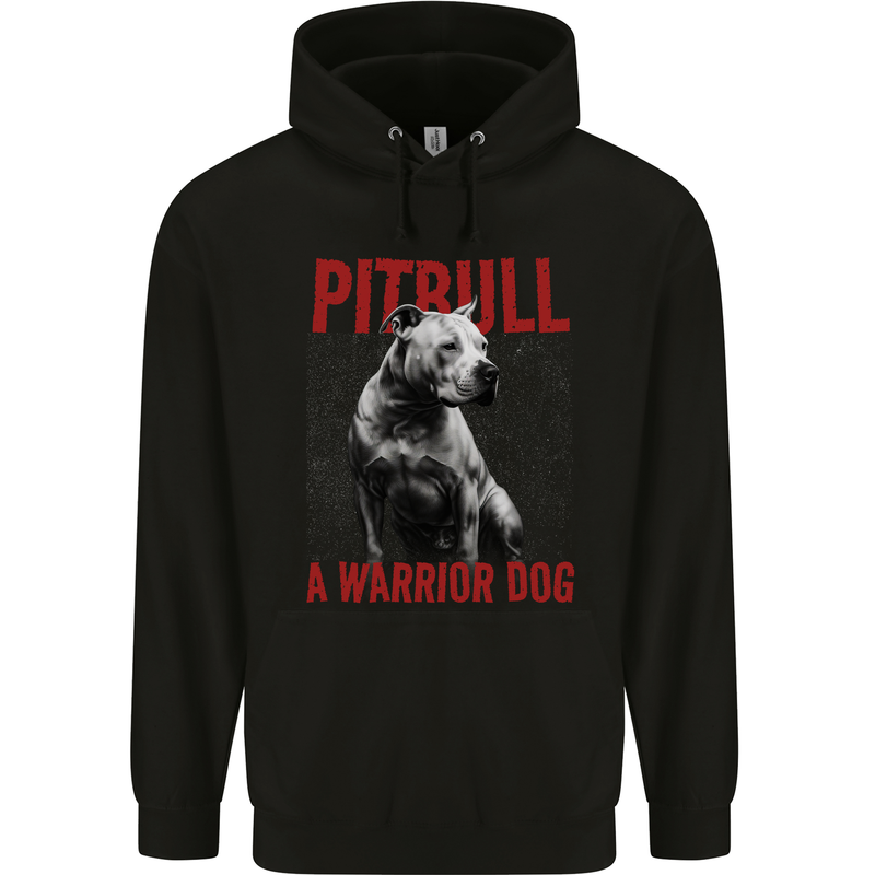 Pitbull Warrior Dog Mens 80% Cotton Hoodie Black