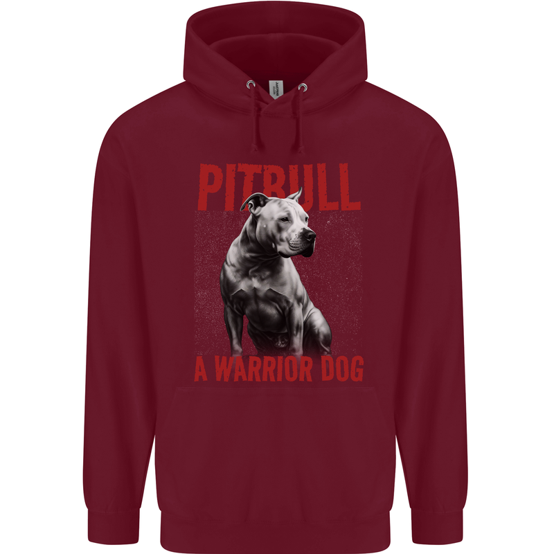 Pitbull Warrior Dog Mens 80% Cotton Hoodie Maroon