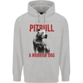 Pitbull Warrior Dog Mens 80% Cotton Hoodie Sports Grey