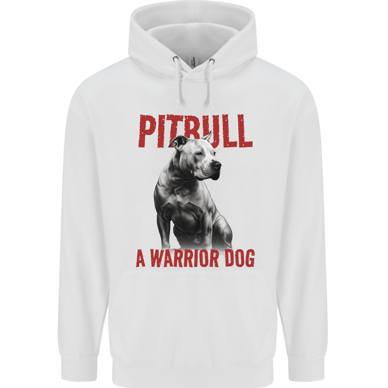 Pitbull Warrior Dog Mens 80% Cotton Hoodie White