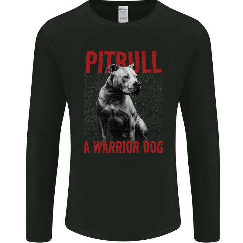 Pitbull Warrior Dog Mens Long Sleeve T-Shirt Black