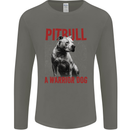 Pitbull Warrior Dog Mens Long Sleeve T-Shirt Charcoal
