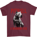 Pitbull Warrior Dog Mens T-Shirt 100% Cotton Maroon