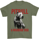 Pitbull Warrior Dog Mens T-Shirt 100% Cotton Military Green
