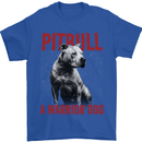 Pitbull Warrior Dog Mens T-Shirt 100% Cotton Royal Blue