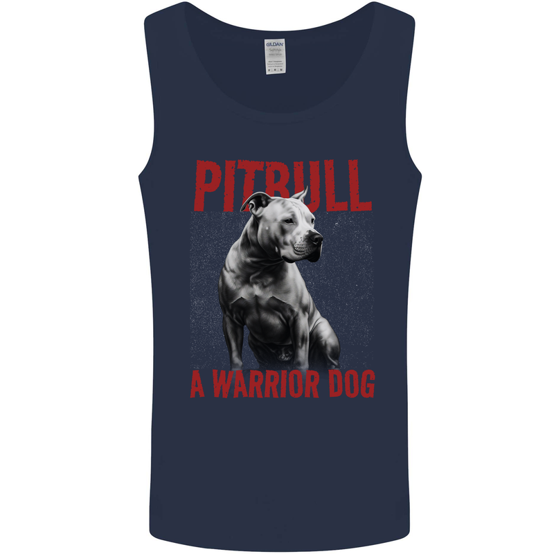 Pitbull Warrior Dog Mens Vest Tank Top Navy Blue