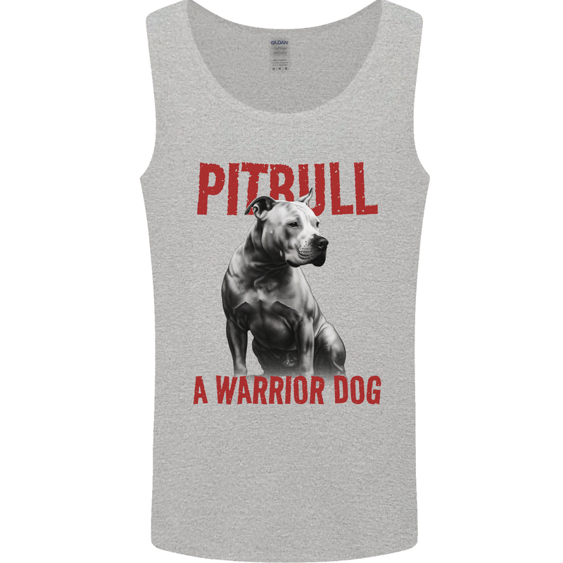 Pitbull Warrior Dog Mens Vest Tank Top Sports Grey