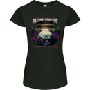 Planet Eating Flying Saucers Alien UFO Womens Petite Cut T-Shirt Black