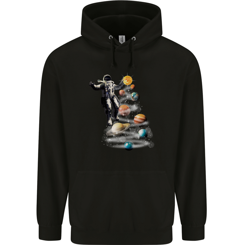 Planets Christmas Tree Space Astronaut Xmas Childrens Kids Hoodie Black
