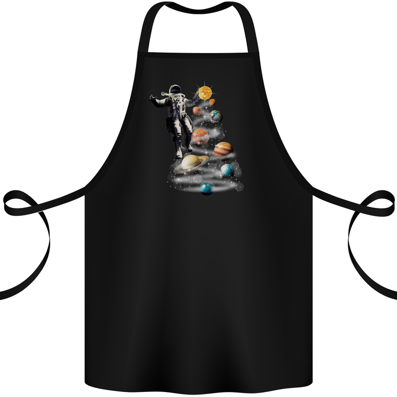 Planets Christmas Tree Space Astronaut Xmas Cotton Apron 100% Organic Black