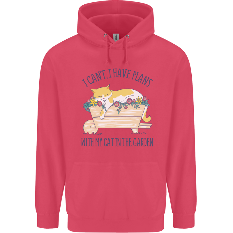 Plans With My Cat in the Garden Gardener Childrens Kids Hoodie Heliconia