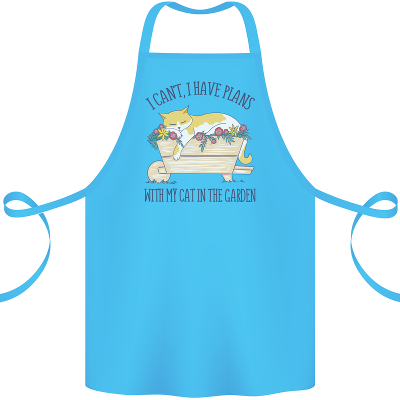 Plans With My Cat in the Garden Gardener Cotton Apron 100% Organic Turquoise