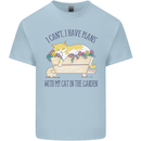 Plans With My Cat in the Garden Gardener Mens Cotton T-Shirt Tee Top Light Blue