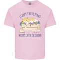 Plans With My Cat in the Garden Gardener Mens Cotton T-Shirt Tee Top Light Pink