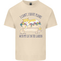 Plans With My Cat in the Garden Gardener Mens Cotton T-Shirt Tee Top Natural