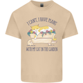 Plans With My Cat in the Garden Gardener Mens Cotton T-Shirt Tee Top Sand