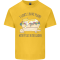 Plans With My Cat in the Garden Gardener Mens Cotton T-Shirt Tee Top Yellow