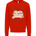 Plans With My Cat in the Garden Gardener Mens Sweatshirt Jumper Bright Red