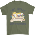 Plans With My Cat in the Garden Gardener Mens T-Shirt 100% Cotton Military Green