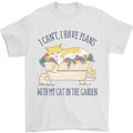 Plans With My Cat in the Garden Gardener Mens T-Shirt 100% Cotton White