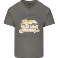 Plans With My Cat in the Garden Gardener Mens V-Neck Cotton T-Shirt Charcoal