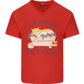 Plans With My Cat in the Garden Gardener Mens V-Neck Cotton T-Shirt Red