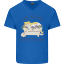 Plans With My Cat in the Garden Gardener Mens V-Neck Cotton T-Shirt Royal Blue