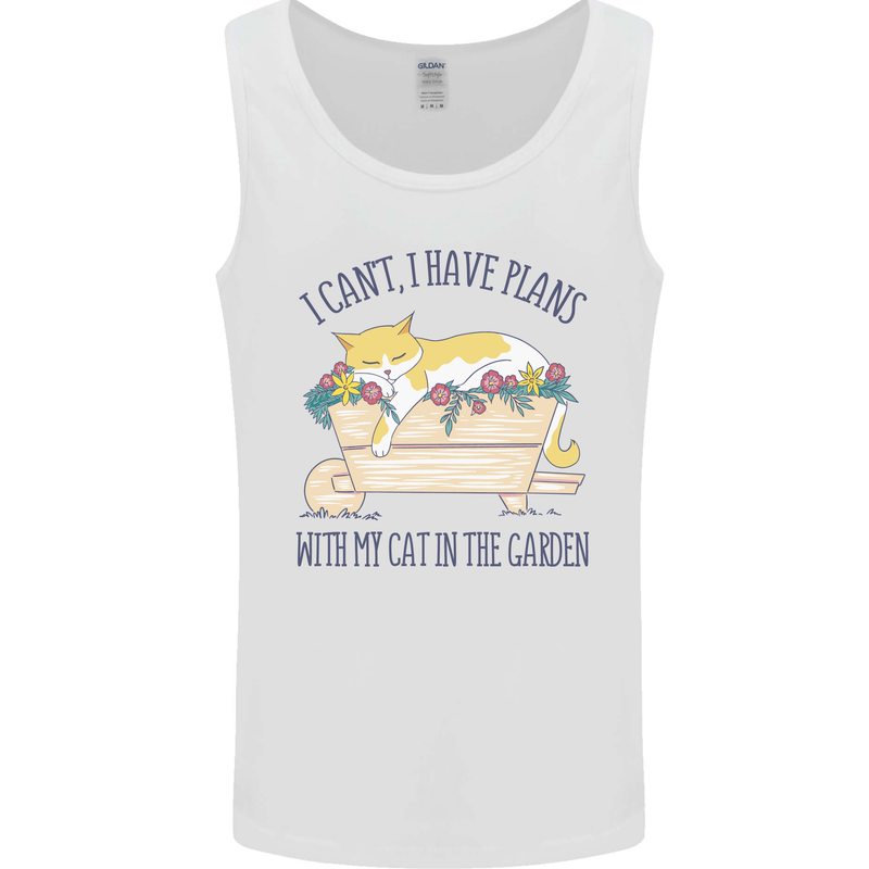 Plans With My Cat in the Garden Gardener Mens Vest Tank Top White