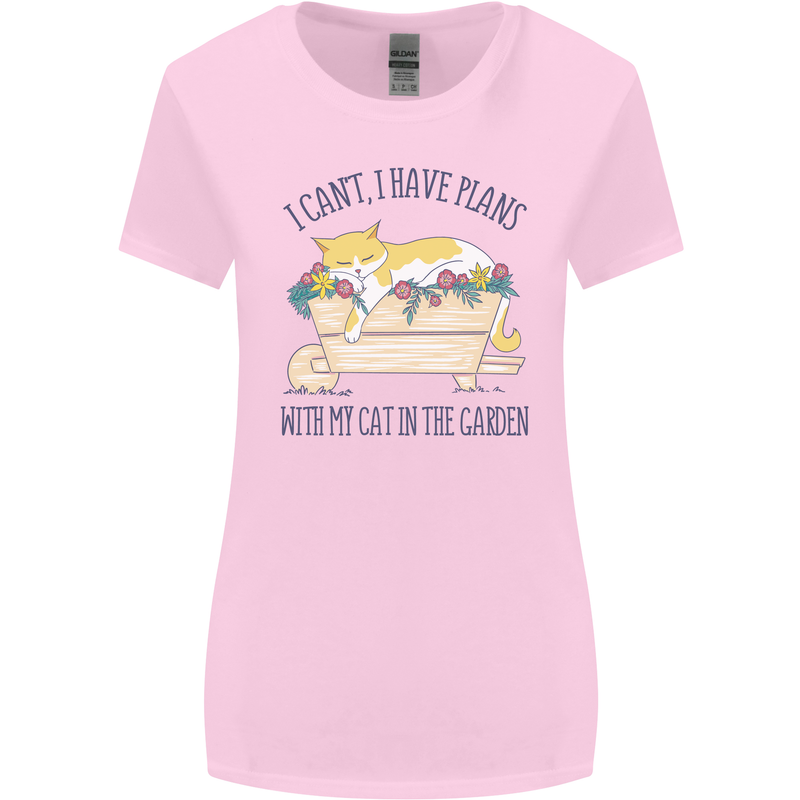 Plans With My Cat in the Garden Gardener Womens Wider Cut T-Shirt Light Pink
