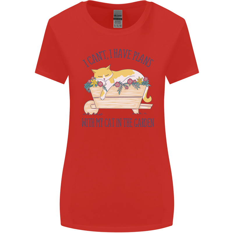 Plans With My Cat in the Garden Gardener Womens Wider Cut T-Shirt Red