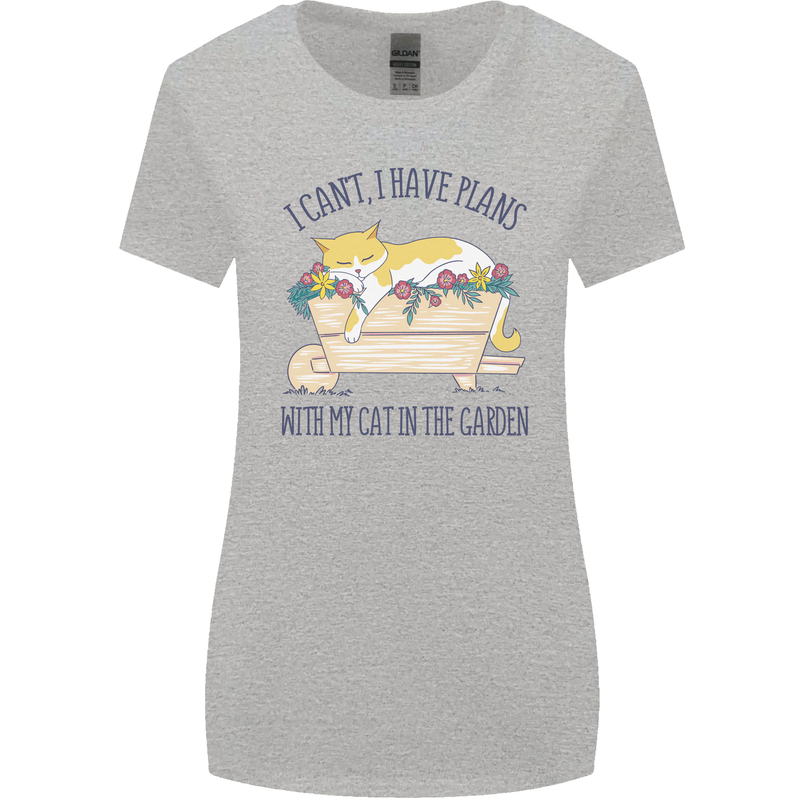 Plans With My Cat in the Garden Gardener Womens Wider Cut T-Shirt Sports Grey