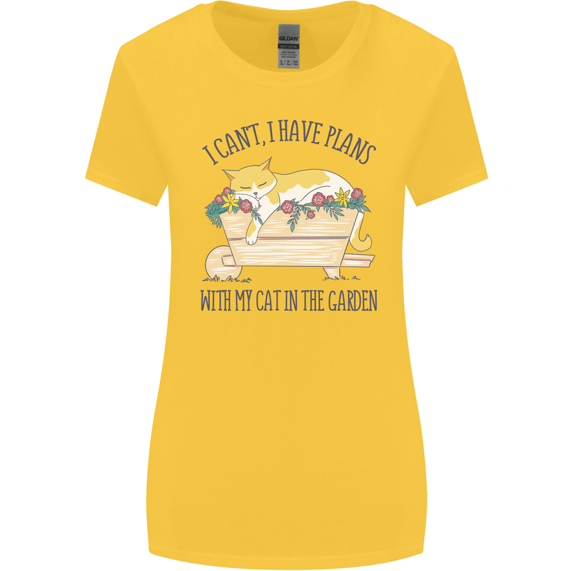 Plans With My Cat in the Garden Gardener Womens Wider Cut T-Shirt Yellow