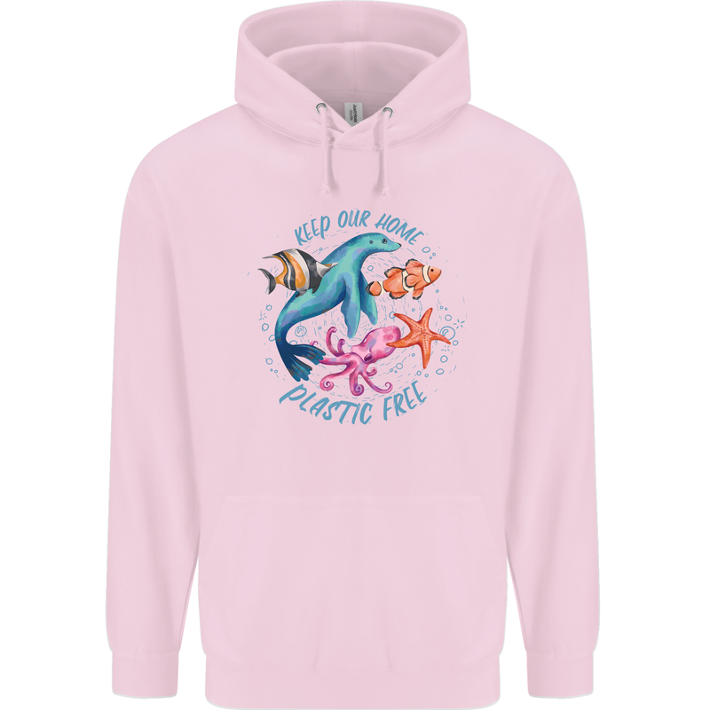 Plastic Free Climate Change Octopus Ocean Fish Childrens Kids Hoodie Light Pink