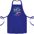 Plastic Free Climate Change Octopus Ocean Fish Cotton Apron 100% Organic Royal Blue